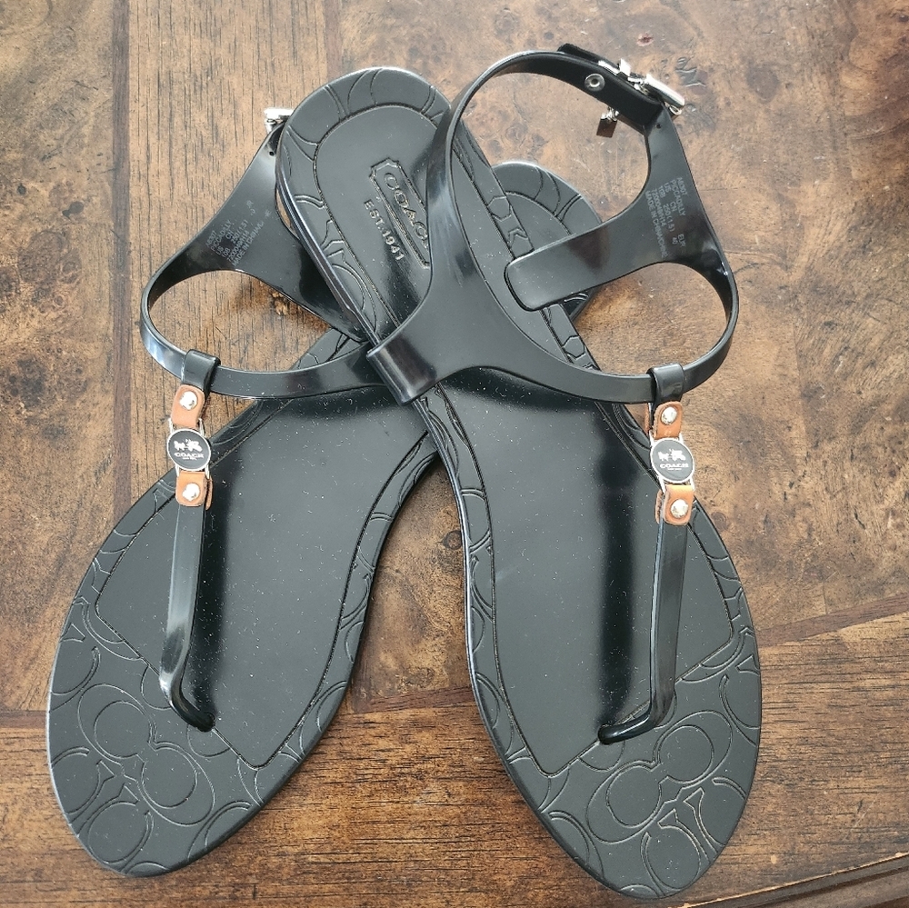 Coach Piccadilly Jelly T-Strap Thong Flat Sandals size 10